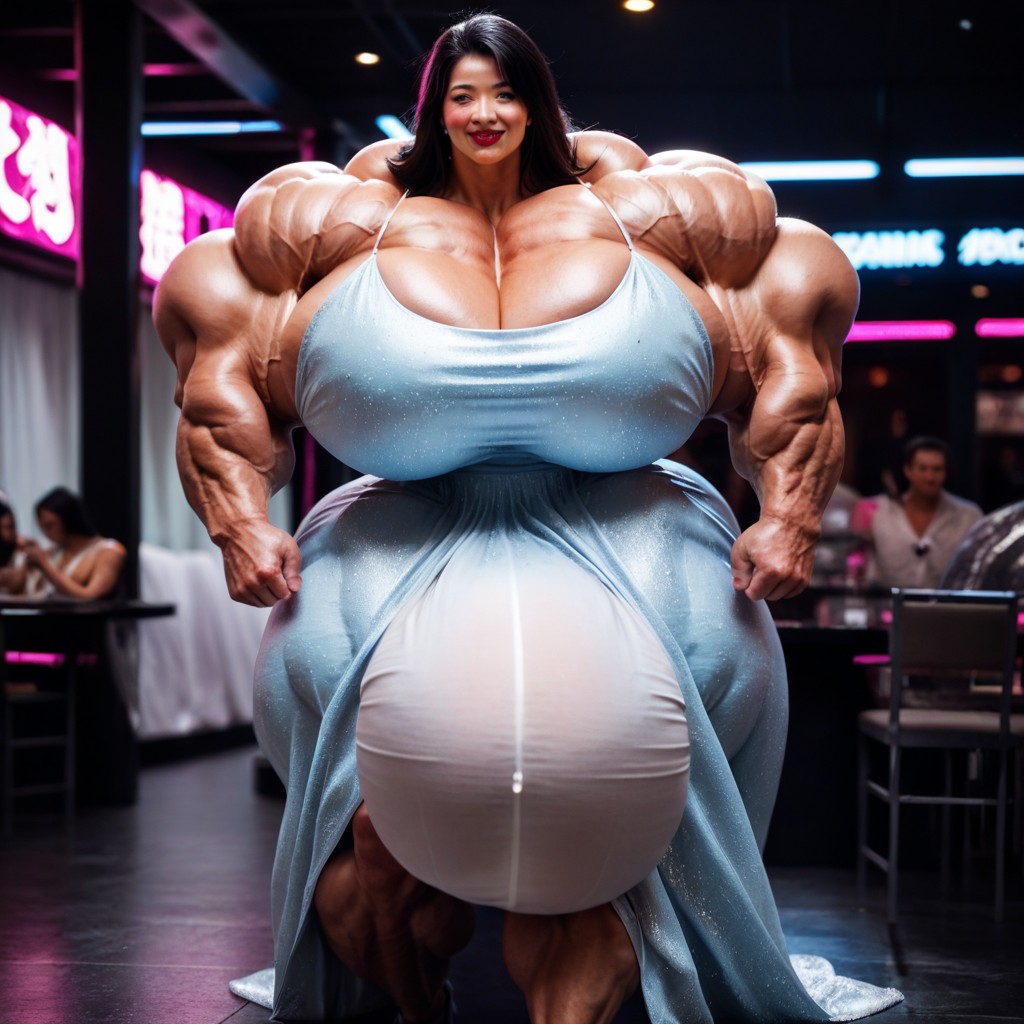 Hyper Huge Testicles, Hyper Gigantic Testicles, Hyper Huge Bulge Under Dress Shemale AI Porn