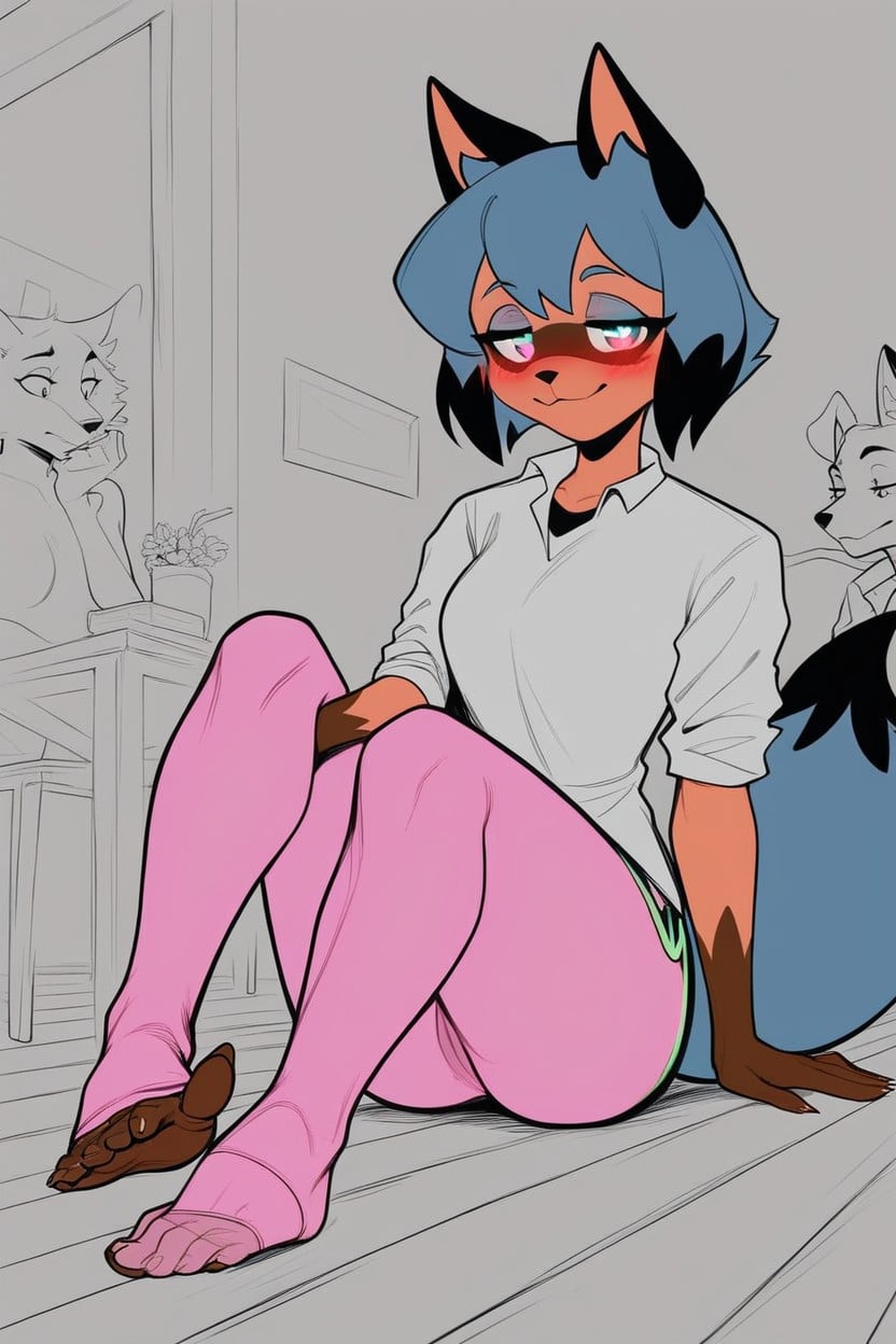 Warm Light, Barefoot, No Shoes Furry AI Porn