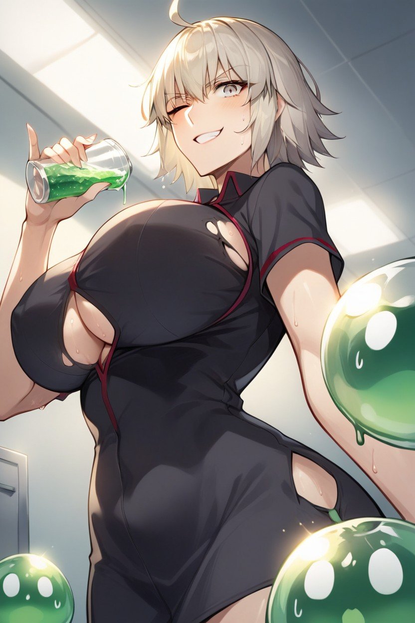 Drinking Green Juice, Vista Frontal, Vista LateralPorno AI Hentai