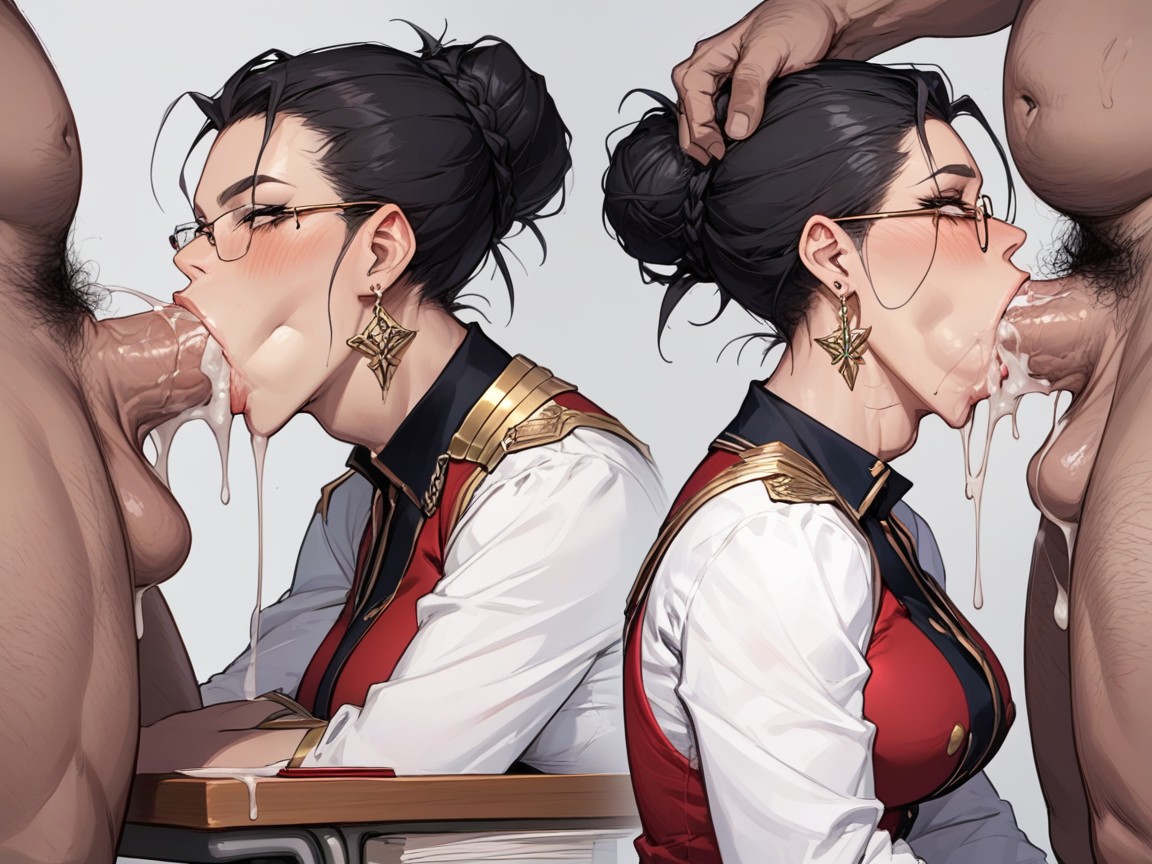 Saliva Dripping From Mouth, フェラチオ (第三者視点), Tits Visible AIポルノ