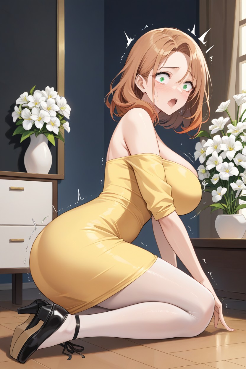 Feet Up, Black Ballet Flats Shoes, Fair Skin Hentai AI Porn