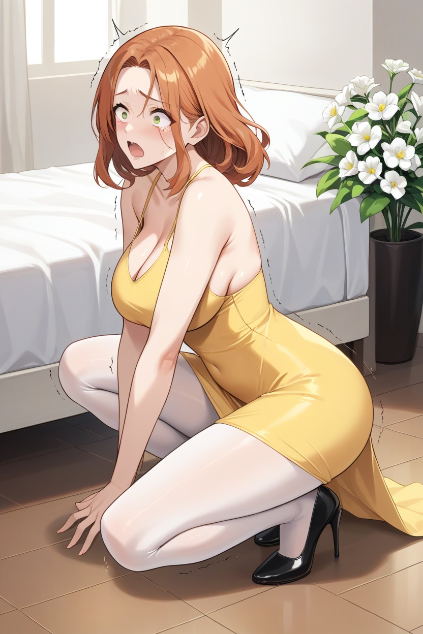 Breast Expansion, Feet Up, Shocked Worried Look Hentai AI Porn