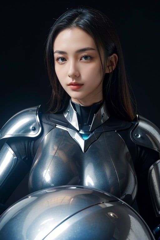 Robot Armor, Model, Oily Skin Shemale AI Porn