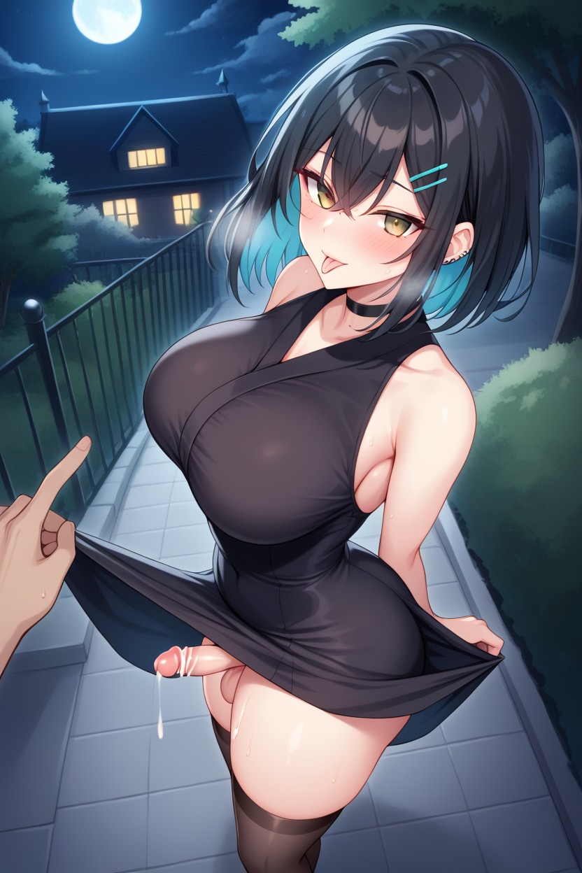 V Shaped Bangs, Park At Night, Small Shemale AI Porn