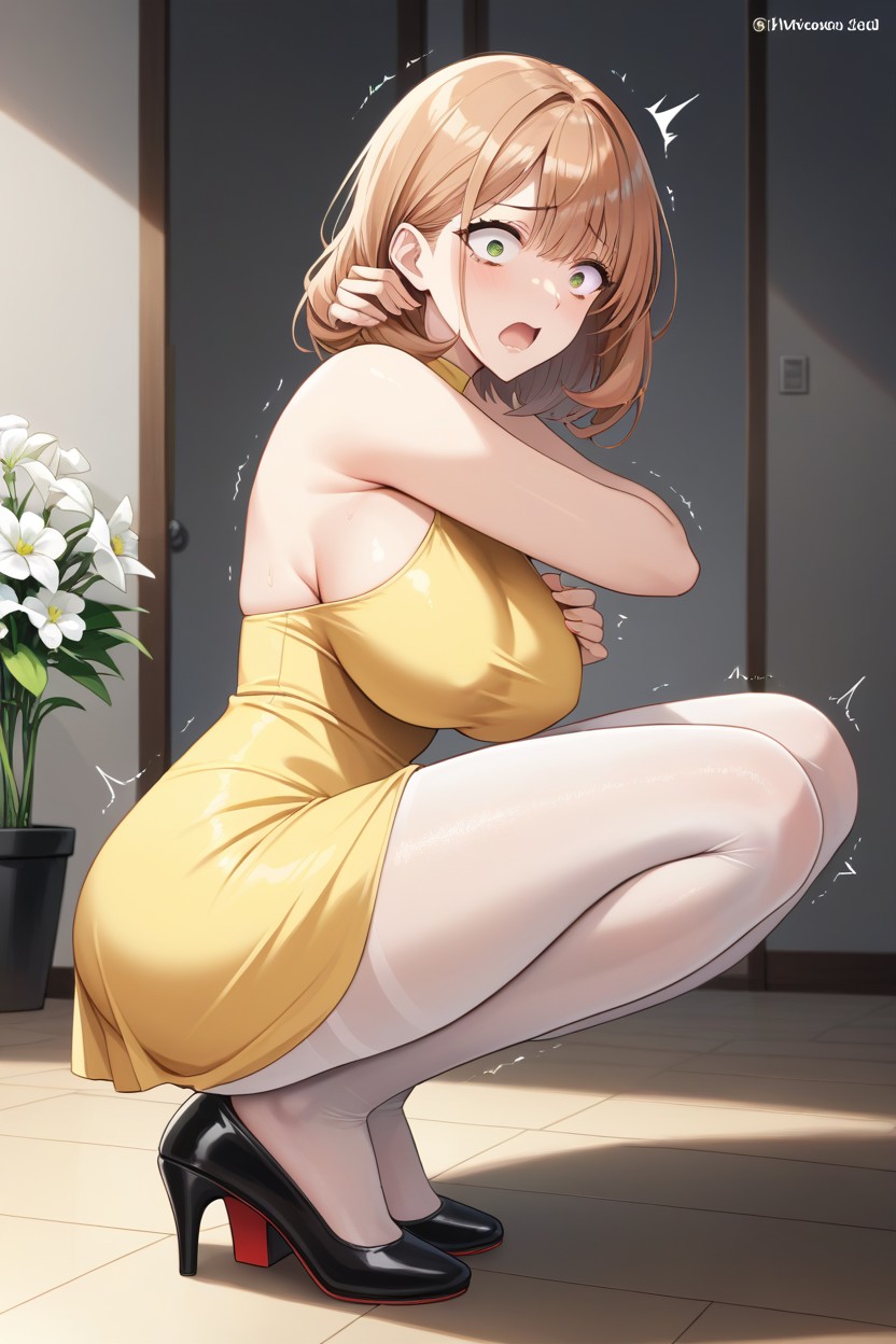 Kneeling, Body Grows Taller, Medium Length Hair Hentai AI Porn