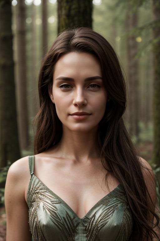 Beautifull Dryad, Forest, Armoured Pornografia de IA