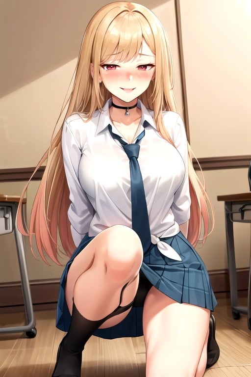 Arms Behind Back, Mischievous (smiling While Blushing), Kneeling AI Porn