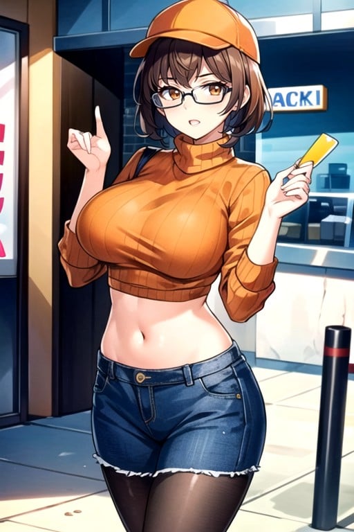 Velma (scooby Doo), Funcionário De Loja De Conveniência, Top Cropped Hentai IA pornografia