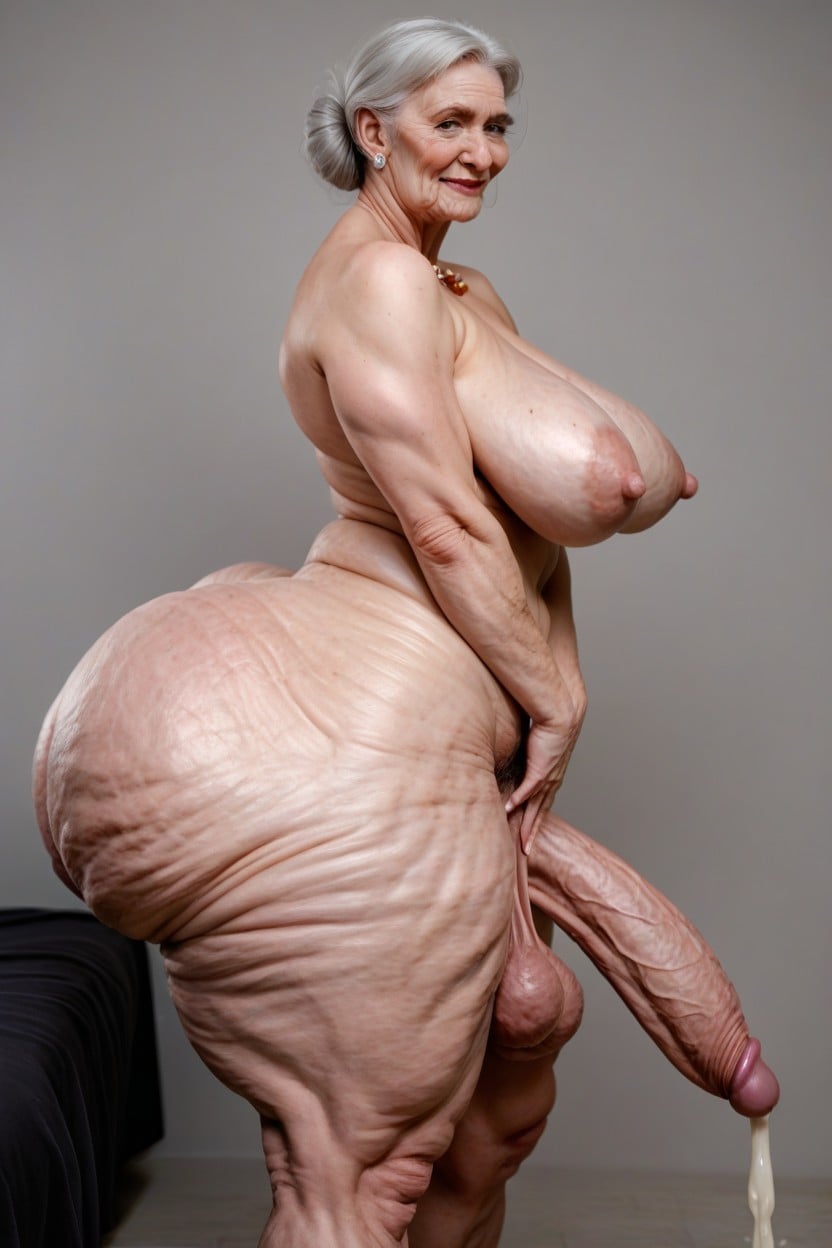 Hyper Puffy Nipples, Wrinkled Face, Gigantic Shemale AI Porn