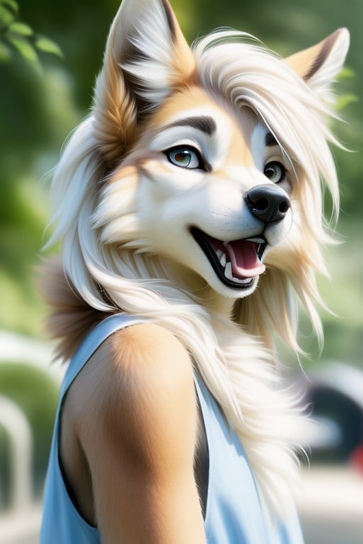 Delgada, Pelo Blanco, Cuerpo CompletoPorno AI Furry