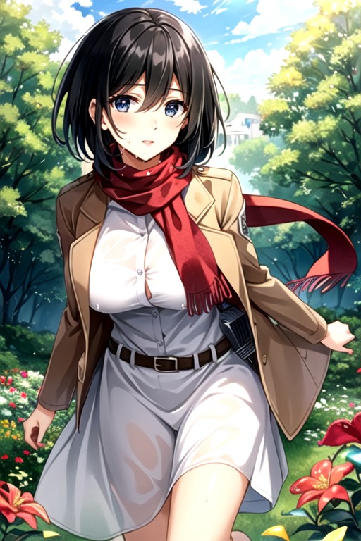Bouncy Tits, Red Scarf, Mikasa Ackerman (attack On Titan) Asian AI Porn