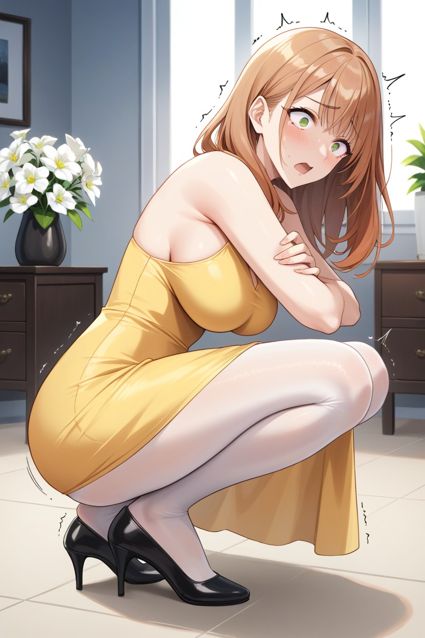 Hotel Room, Hazel Eyes, Shoes Slipping Off Hentai AI Porn
