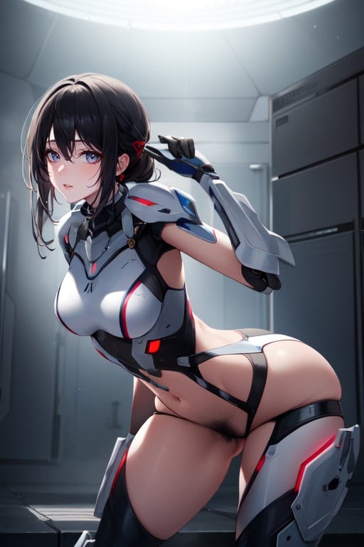 1 Person, Robot Armor, Black Hair AI Porn