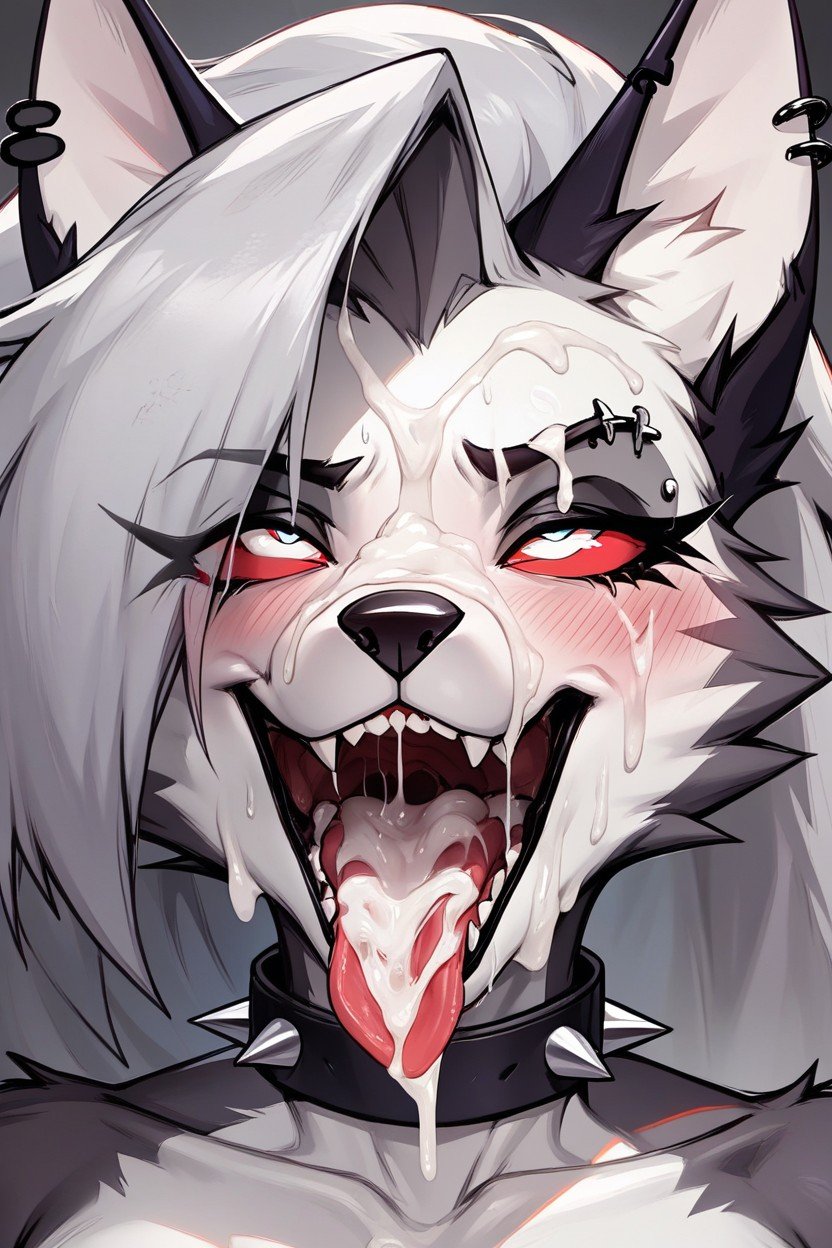 Ahegao, Ahegao, Cum Leaking Out Of MouthPorno IA Furry