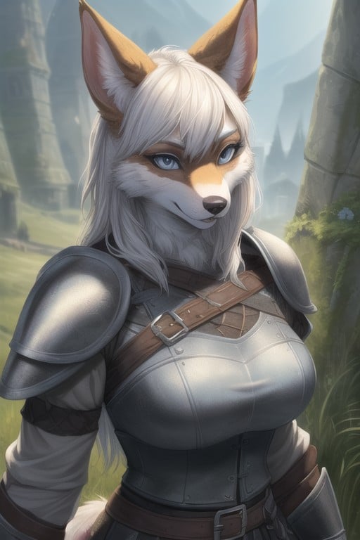 Dog Furry Woman In Full Set Of Witcher Armor, 盔甲, 盔甲手套AI獸人黃片