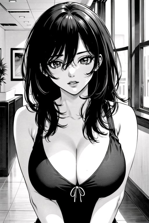 Red Hair, Indoors, Black & White Manga AI Porn