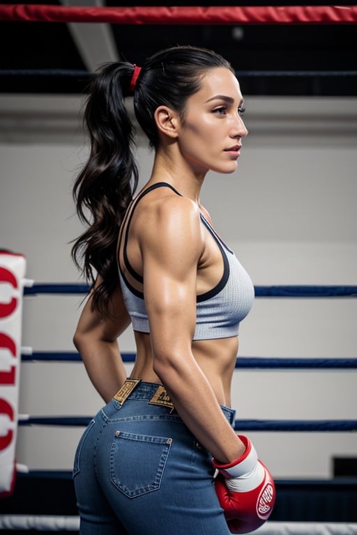 In Boxing Ring, Jewish, Jeans AI Porn