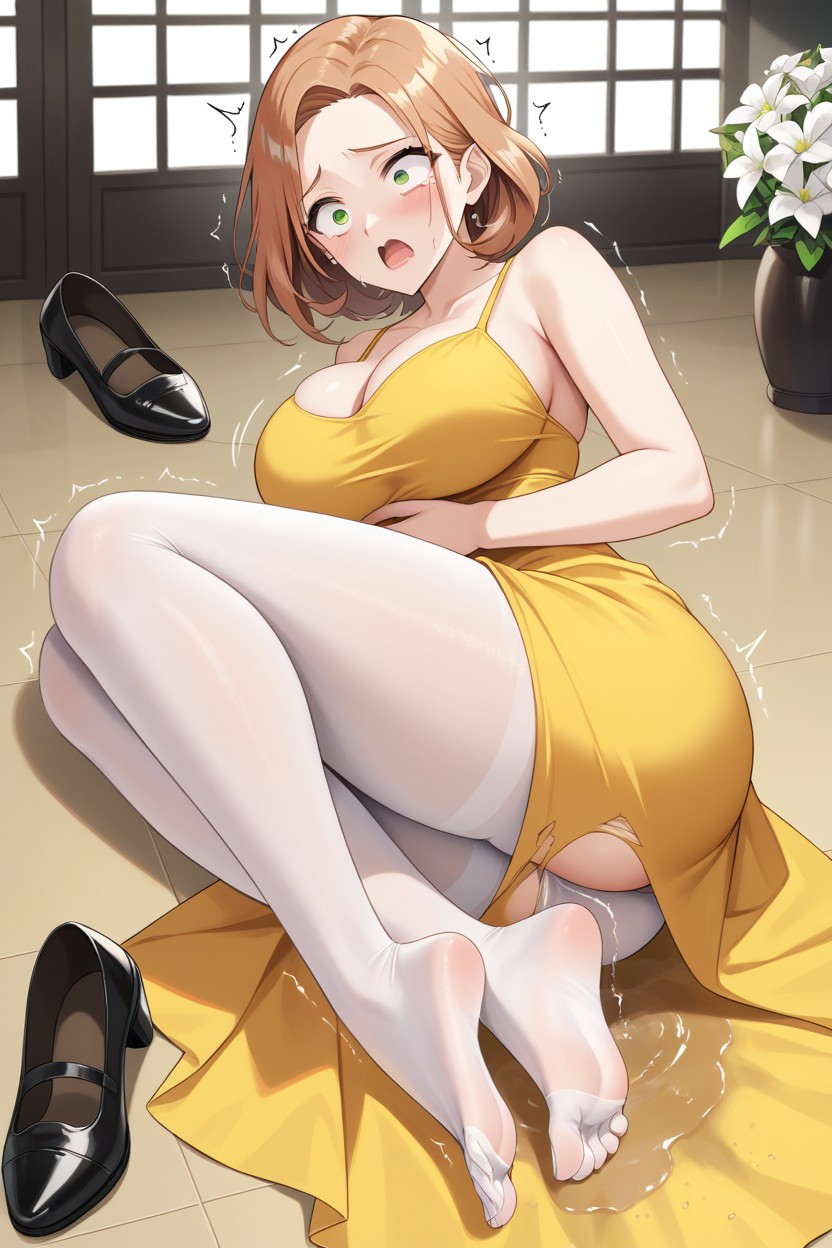 Hazel Eyes, Grabbing Hugging Her Sides In Pain, Face Hentai AI Porn
