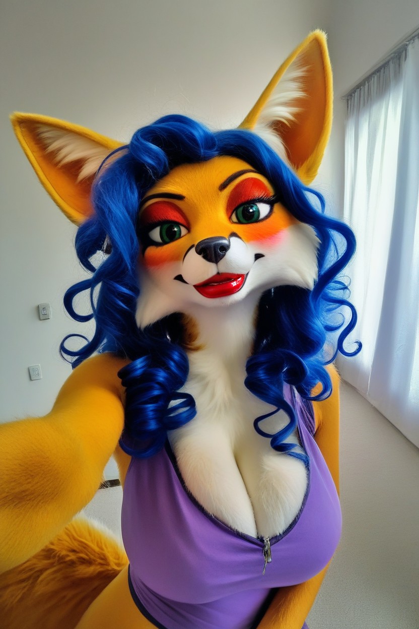 Realistic, Red Lips, Furry Cosplay With Realistic Fluffy Body Furry AI Porn