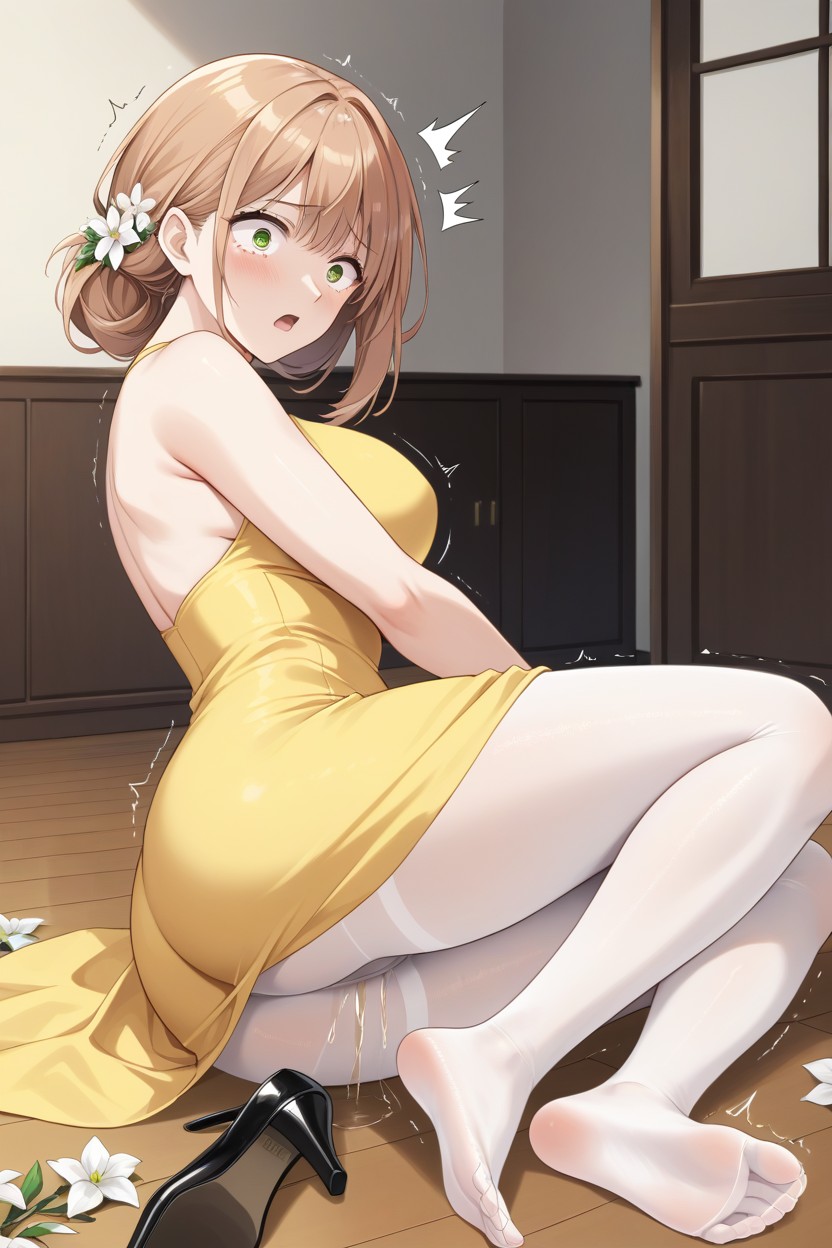 Black Ballet Flats Shoes, Face, Full Body Hentai AI Porn