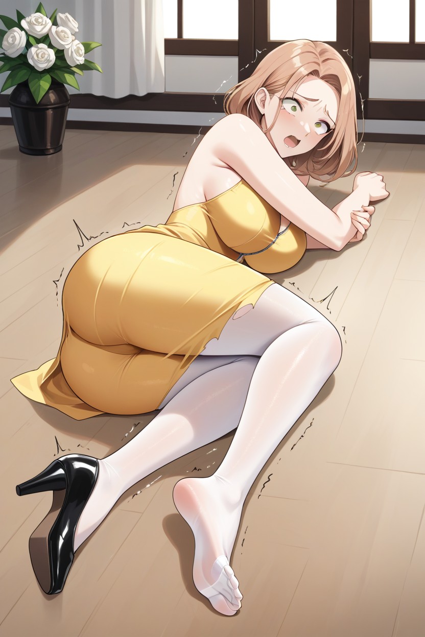 Moaning Groaning In Pain, Kneeing, Pretty Feet And Legs Hentai AI Porn