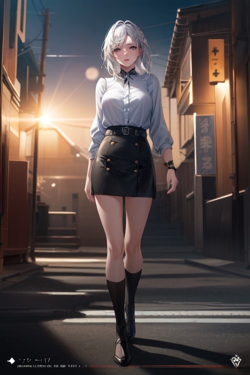 Ultra Detailed, White Hair, Blouse AI Porn