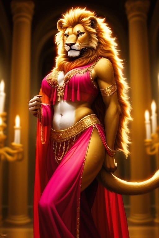 Lion, Belly Dancer, Massive Breast Furry AI Porn