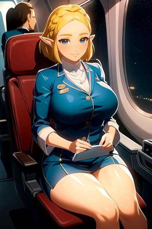 Zelda (the Legend Of Zelda), Hôtesse De L'air, AvionPorno IA Hentai