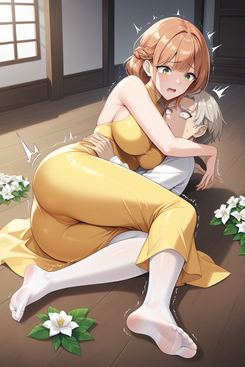 Pale Skin, Kneeing, Laying Down Hentai AI Porn
