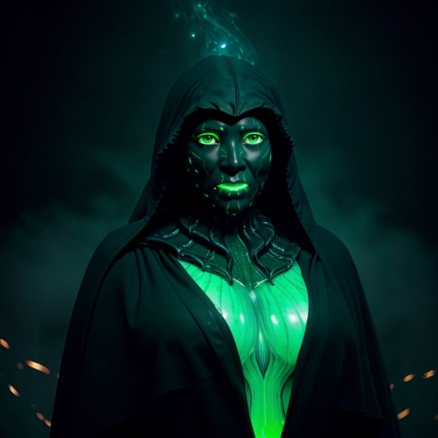 Nyarlathotep, Glowing Green Eyes, 全身AI黄片