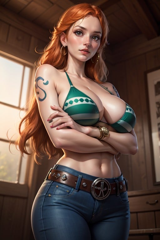 Nami, Bras Croisés, Du Bas Vers Le HautPorno IA Hentai