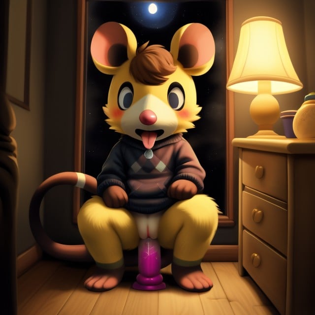 Night, Animalcrossing Bedroom, Orgasm Furry AI Porn