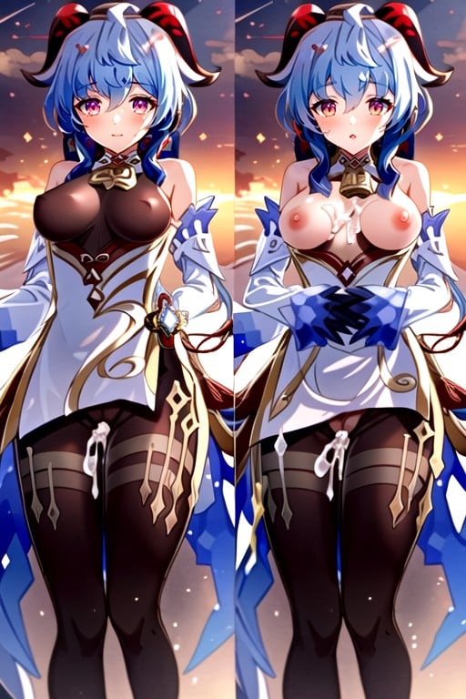 Split Screen, Rounded Ass, Ganyu Hentai AI Porn