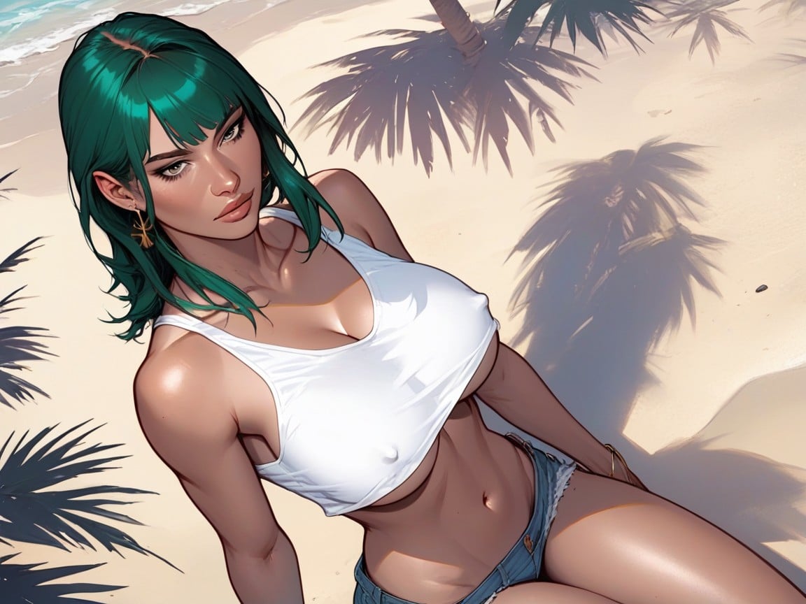 White Tank Top Underboob, 하향식, Scott Campbell Style퍼리 AI 포르노