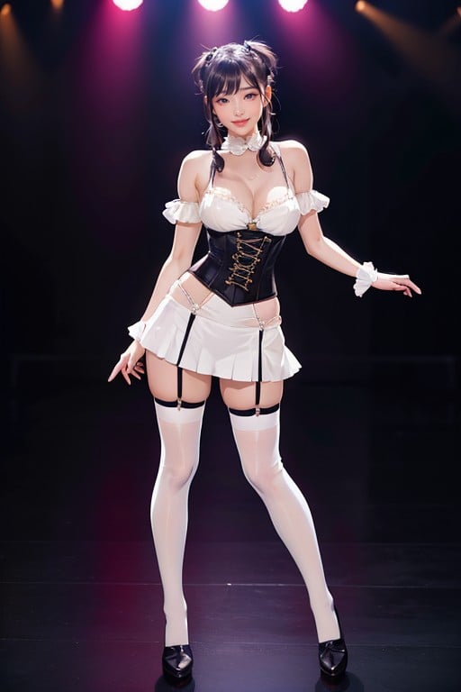 Garter Belt, Standing, Thigh High Socks AI Porn