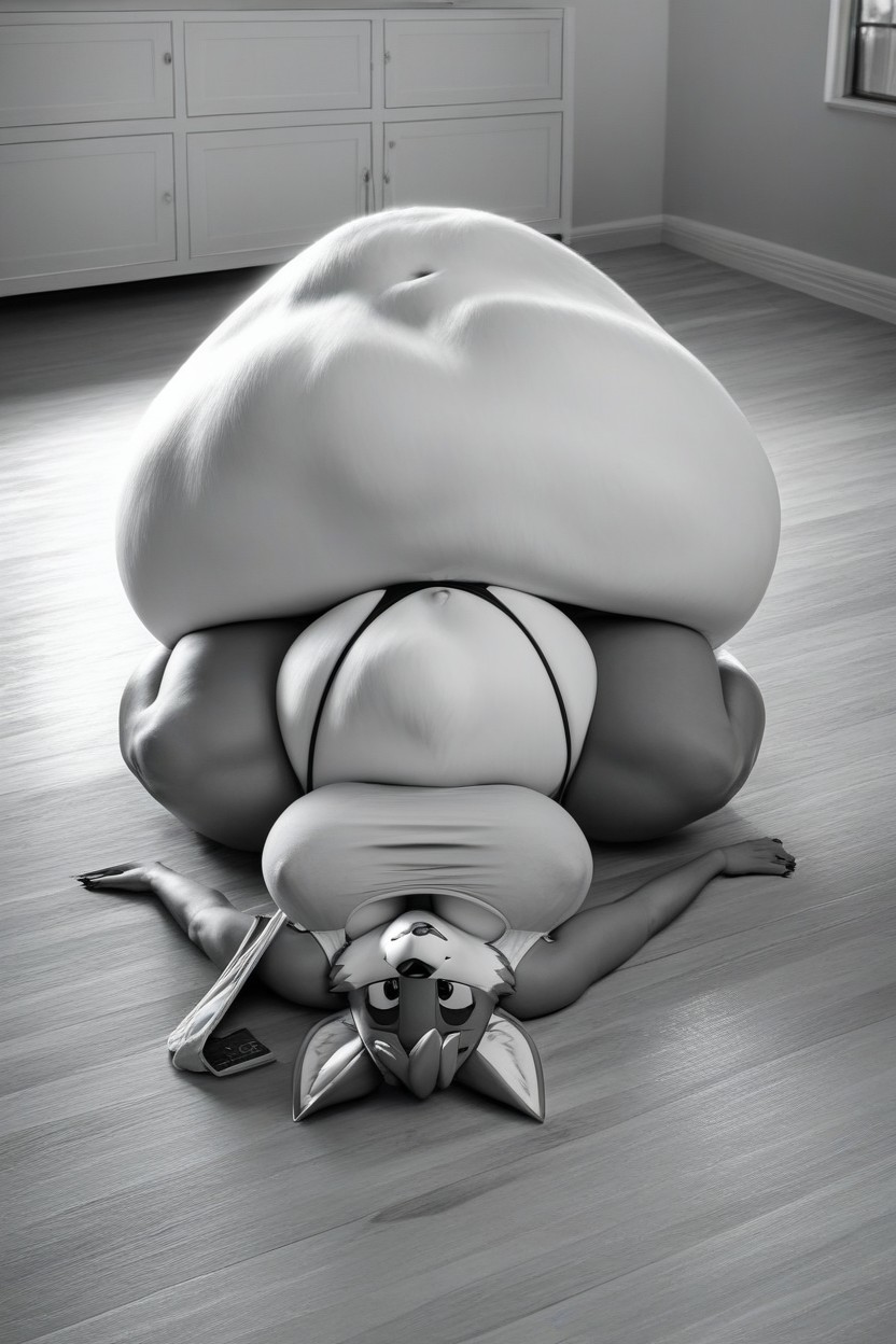 Legs Up, Laying, Oversized T Shirt Furry AI Porn