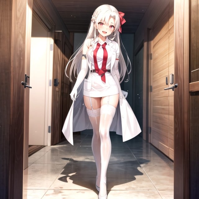 White Skirt, White Doctor Lab Coat, Doctor Lab Coat AI Porn