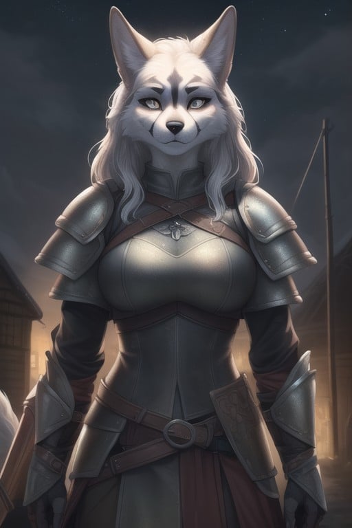 Noite, Armaduras, Dog Furry Woman In Full Set Of Witcher Armor Pornografia peluda com IA