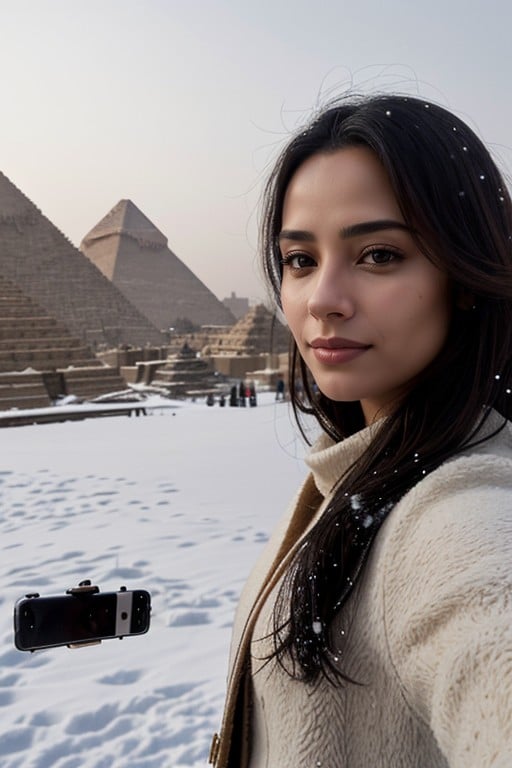 1 Person, Snowing, Cairo (pyramids) AI Porn