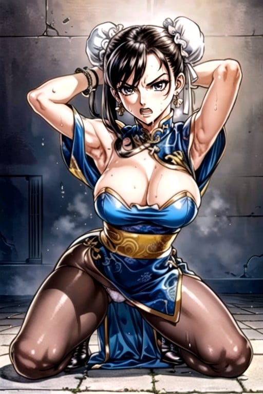 Ajoelhando, Chun Li (street Fighter), Fora Do Ombro Hentai IA pornografia