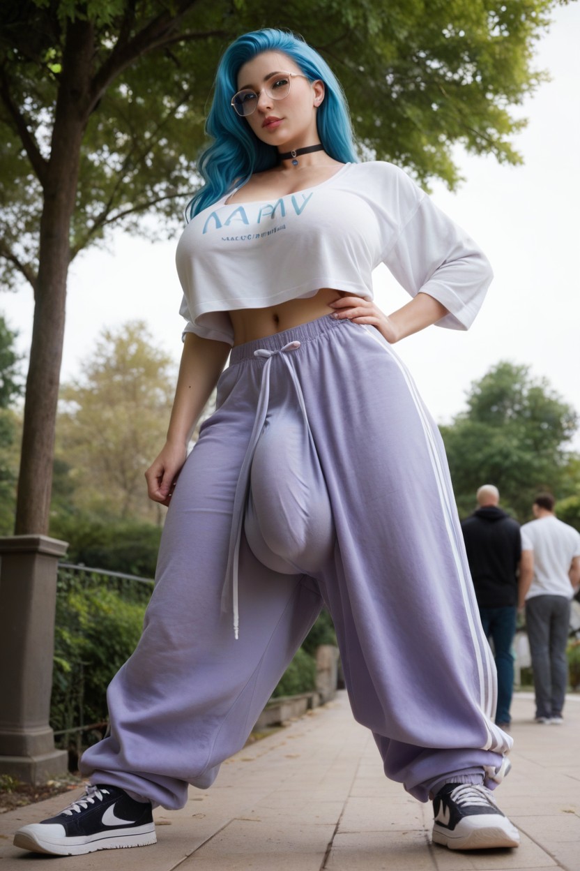 Sweaty Hyperrealistic, Choker, Hips Exposed Shemale AI Porn