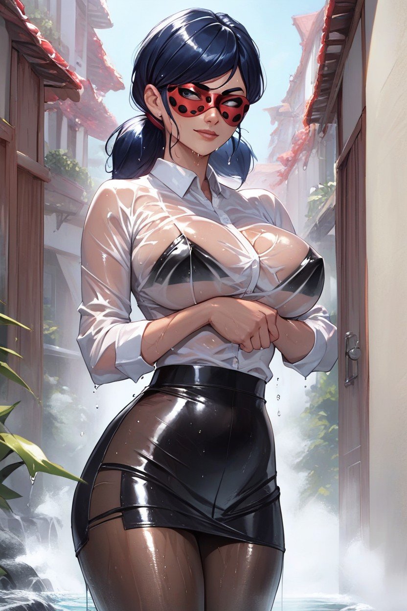 Roupas Molhadas, Magrelo, Marinette From Miraculous Ladybug Hentai IA pornografia