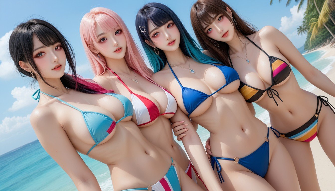 비키니, 하렘, Multicolored Bikinix퍼리 AI 포르노