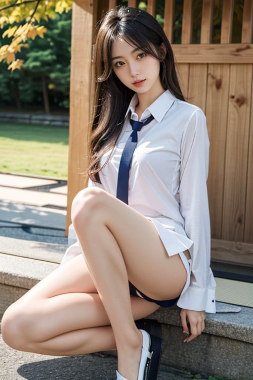 School Uniform, Full Body, Bottom Up (upskirt) Shemale AI Porn