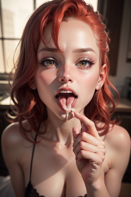 Tongue Out, Cum Shot, 1 PersonaPorno AI