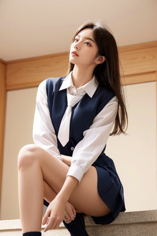 School Uniform, Full Body, Bottom Up AI Porn