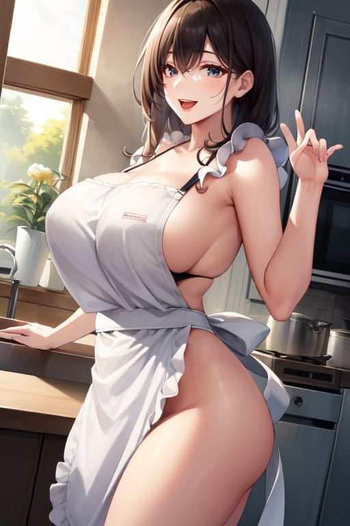 Apron, High Thong, Thick Thighs Hentai AI Porn