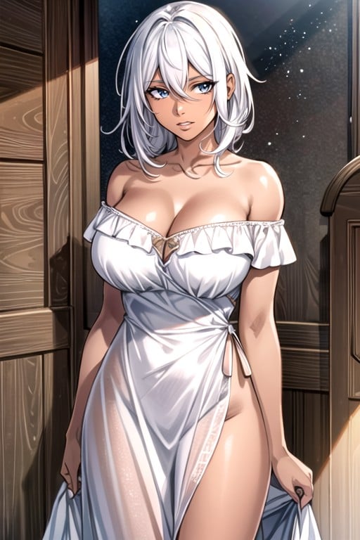 Comic, Pele Marrom Escura, Vestido De Seda Hentai IA pornografia