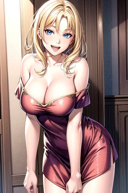 20s, Cheveux Blond, Robe En SoiePorno IA Hentai