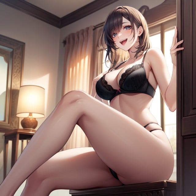 High Thong, Sitting Down, Thick Thighs Hentai AI Porn